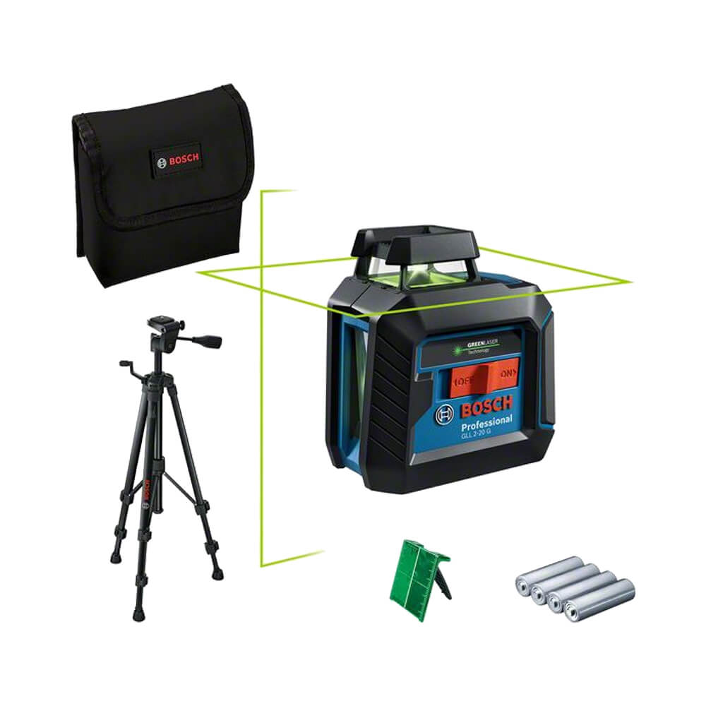 Лазерный уровень Bosch GLL 2-20 G + BT 150 (0.601.065.001) с зеленым лучом
